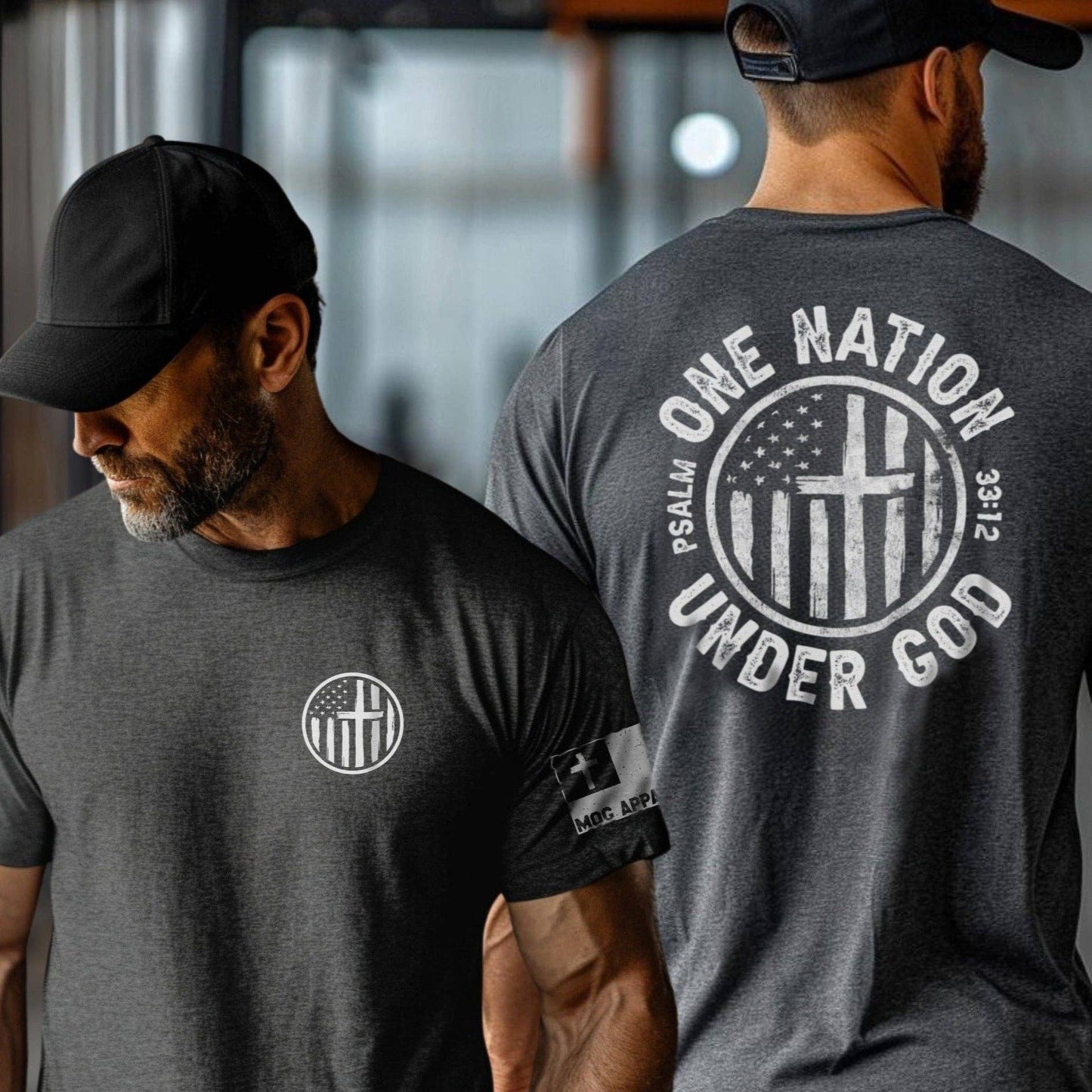 One Nation Under God Cross Christian Graphic Tee: