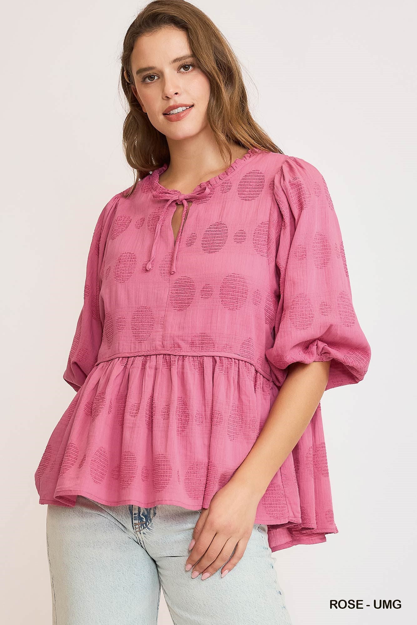 Pink Dot Babydoll Top
