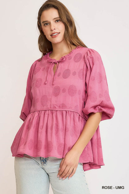 Pink Dot Babydoll Top