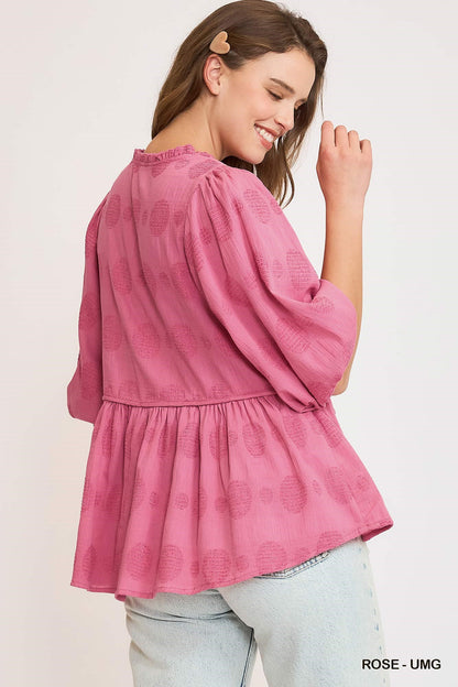 Pink Dot Babydoll Top