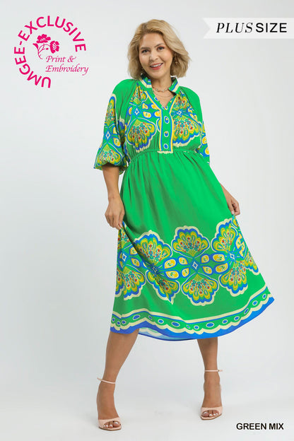 Green Mix Midi Dress