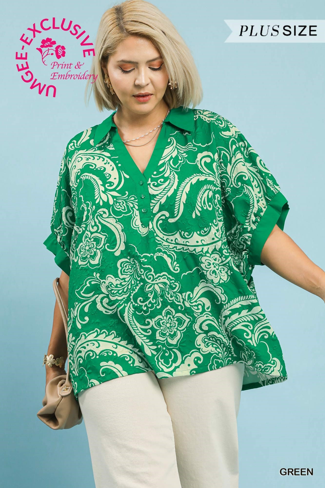 Green Paisley Oversize Top