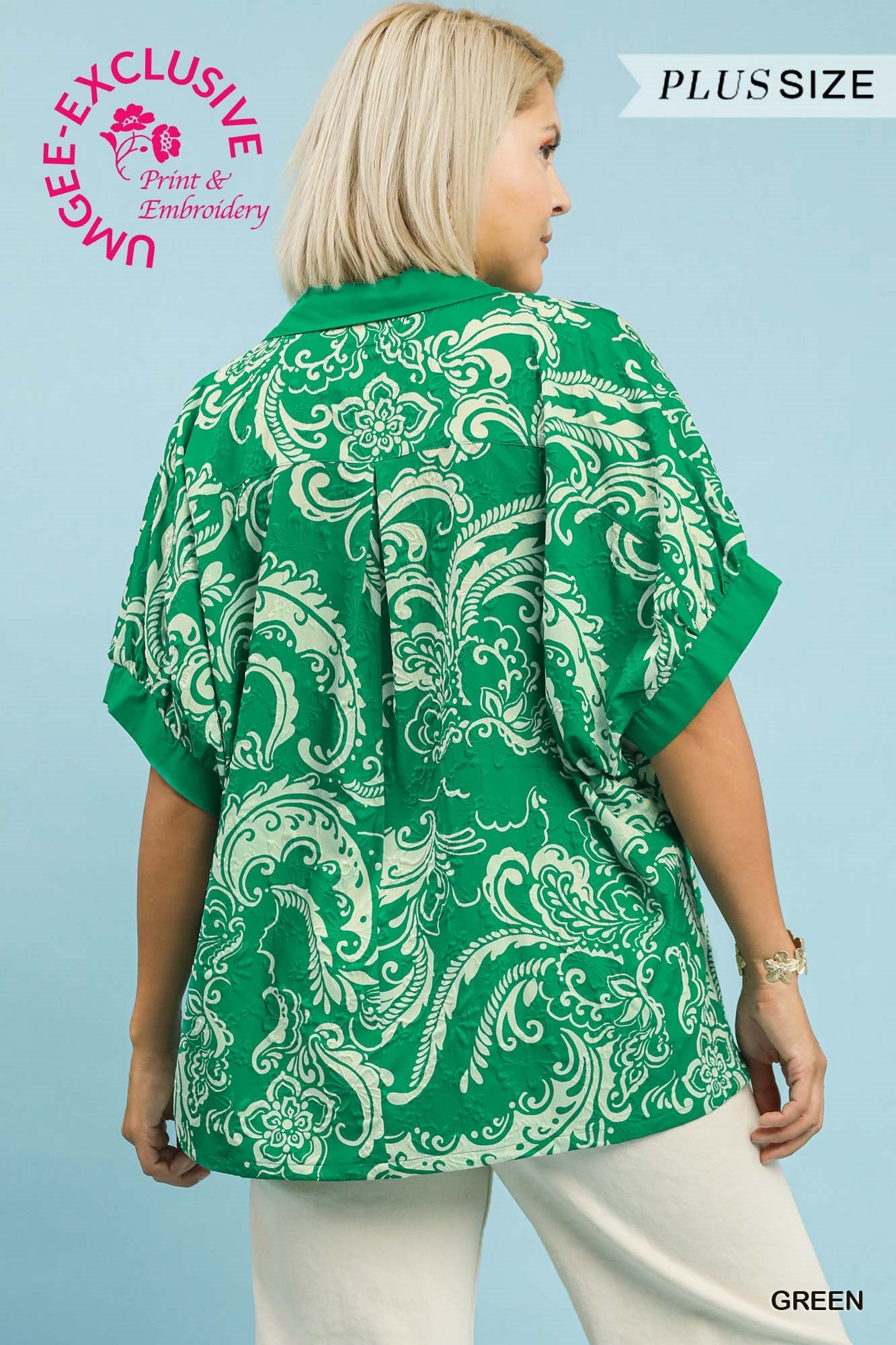 Green Paisley Oversize Top