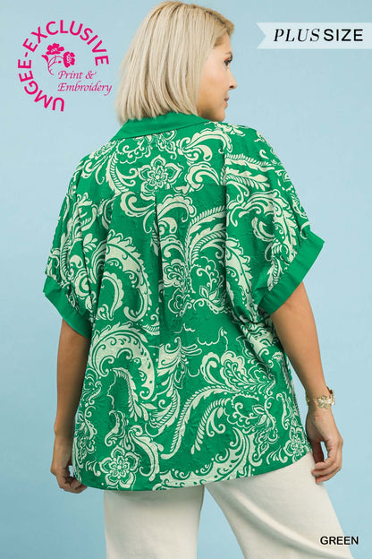 Green Paisley Oversize Top