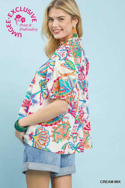 Multi Color Paisly Print Top