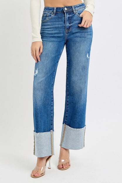 Risen: #19 High Rise Ankle Wide Cuffed Jeans