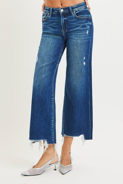 Risen: #78 High Rise Crop Wide Leg Jeans