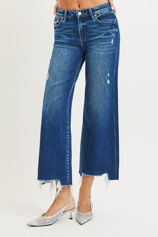 Risen: #78 High Rise Crop Wide Leg Jeans