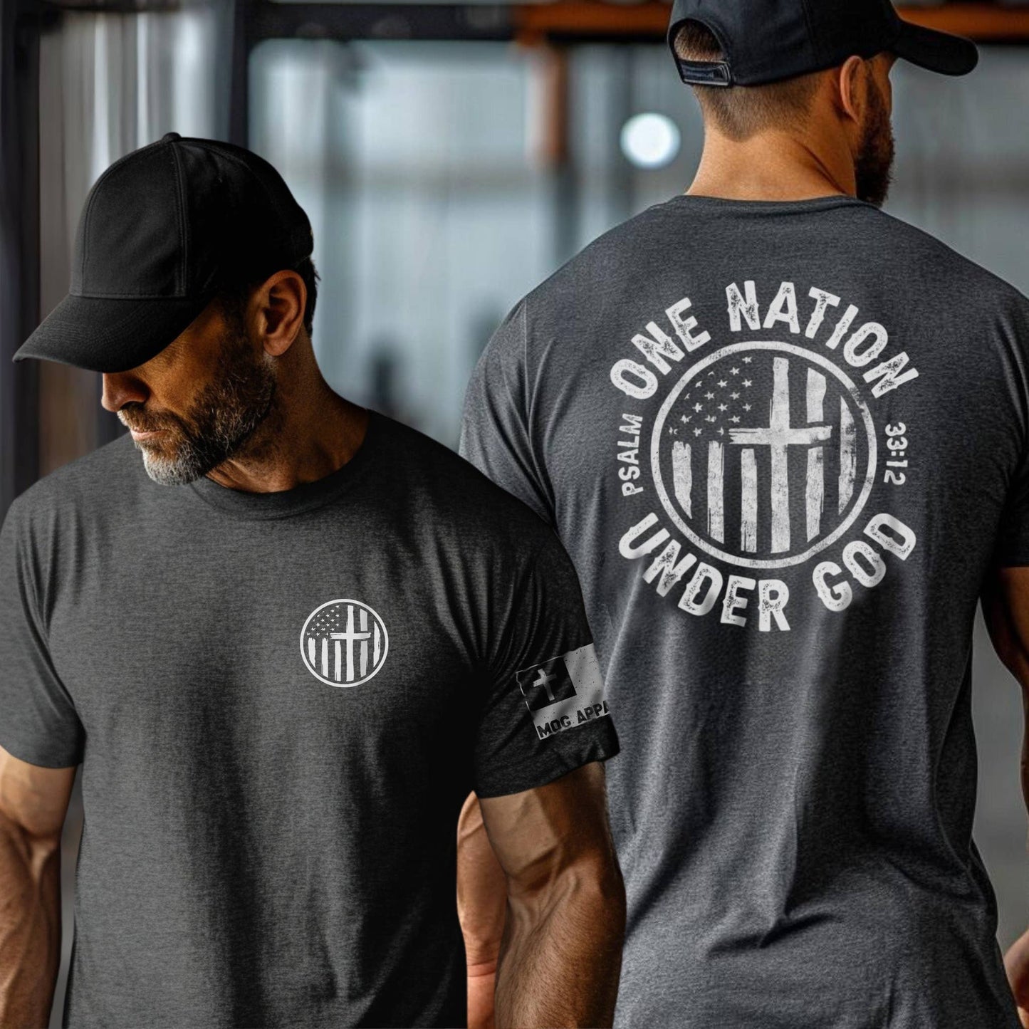One Nation Under God Cross Christian Graphic Tee: